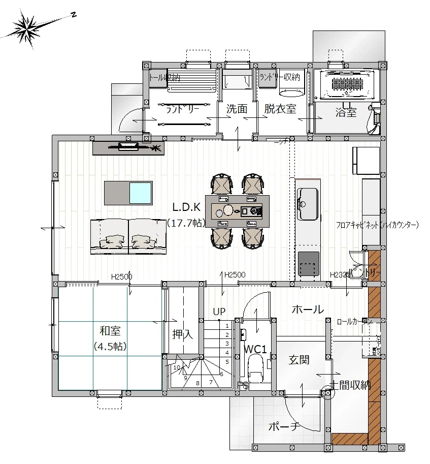 1号地 1階間取り図