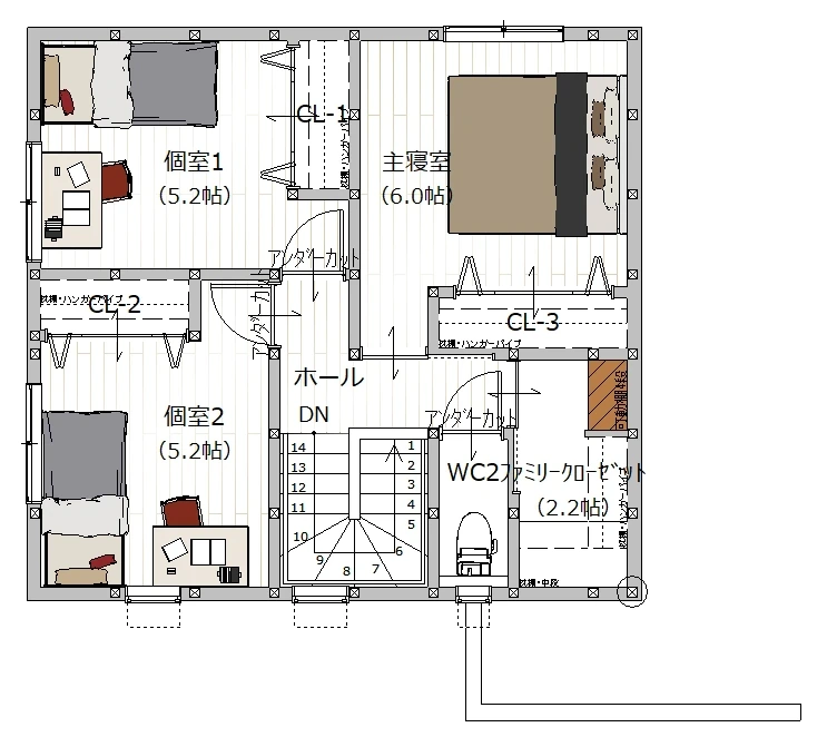 1号地 2階間取り図